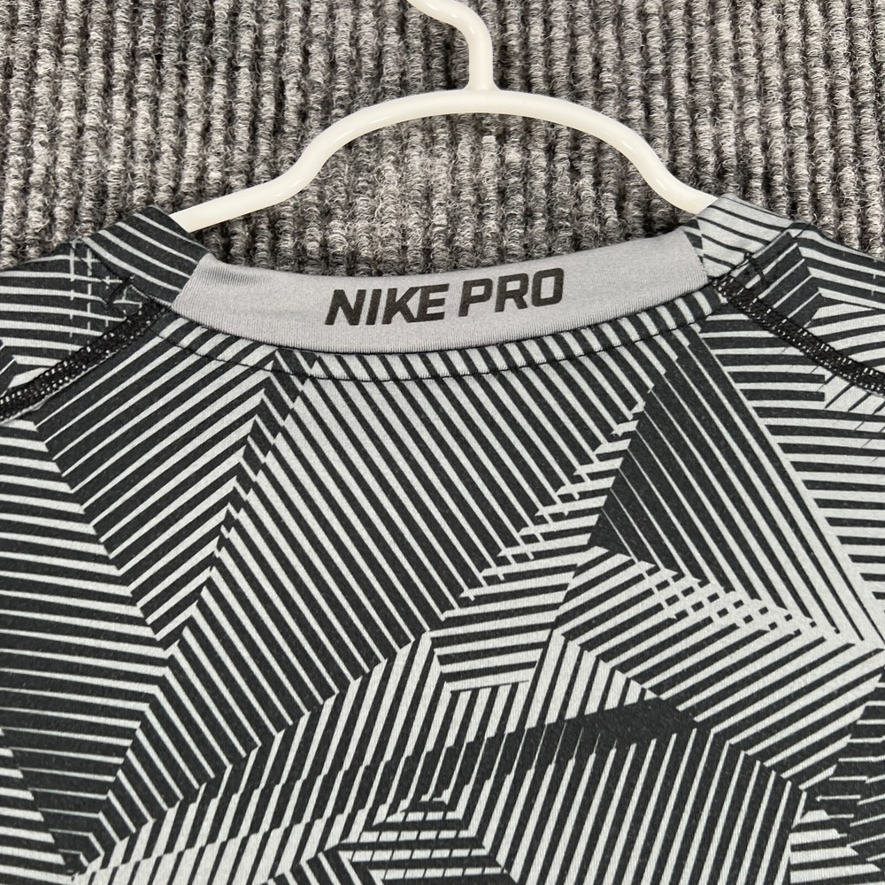 Nike Pro Shirt Youth Boys XL Extra Large Black Geometric Long Sleeve Compression - Picture 13 of 14